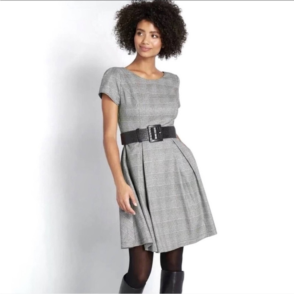ModCloth Black Fleck Plaid
Cap-Sleeve A-Line Dress